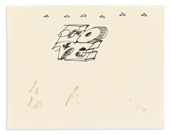 INDIANA, ROBERT. Group of 12 ink or graphite drawings Signed, "R.I." or "RIndiana" or "Robert" or in full, designs for various artworks